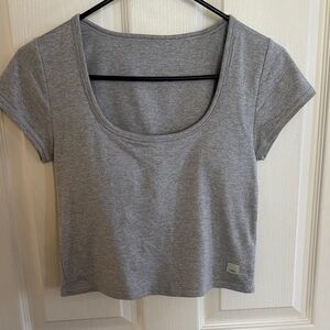 Vuori Halo top. Built in bra. Size small grey color. Like new!